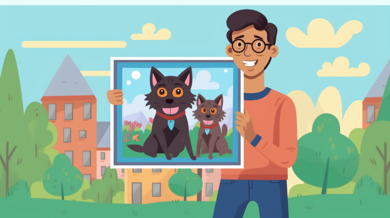 Katzenbesitzer mit einem Vermissten-Plakat für die Katze