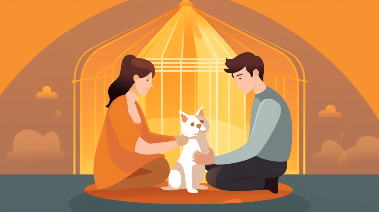 Afbeelding van iemand die een foto van hun vermiste kitten aan een medewerker van een asiel laat zien