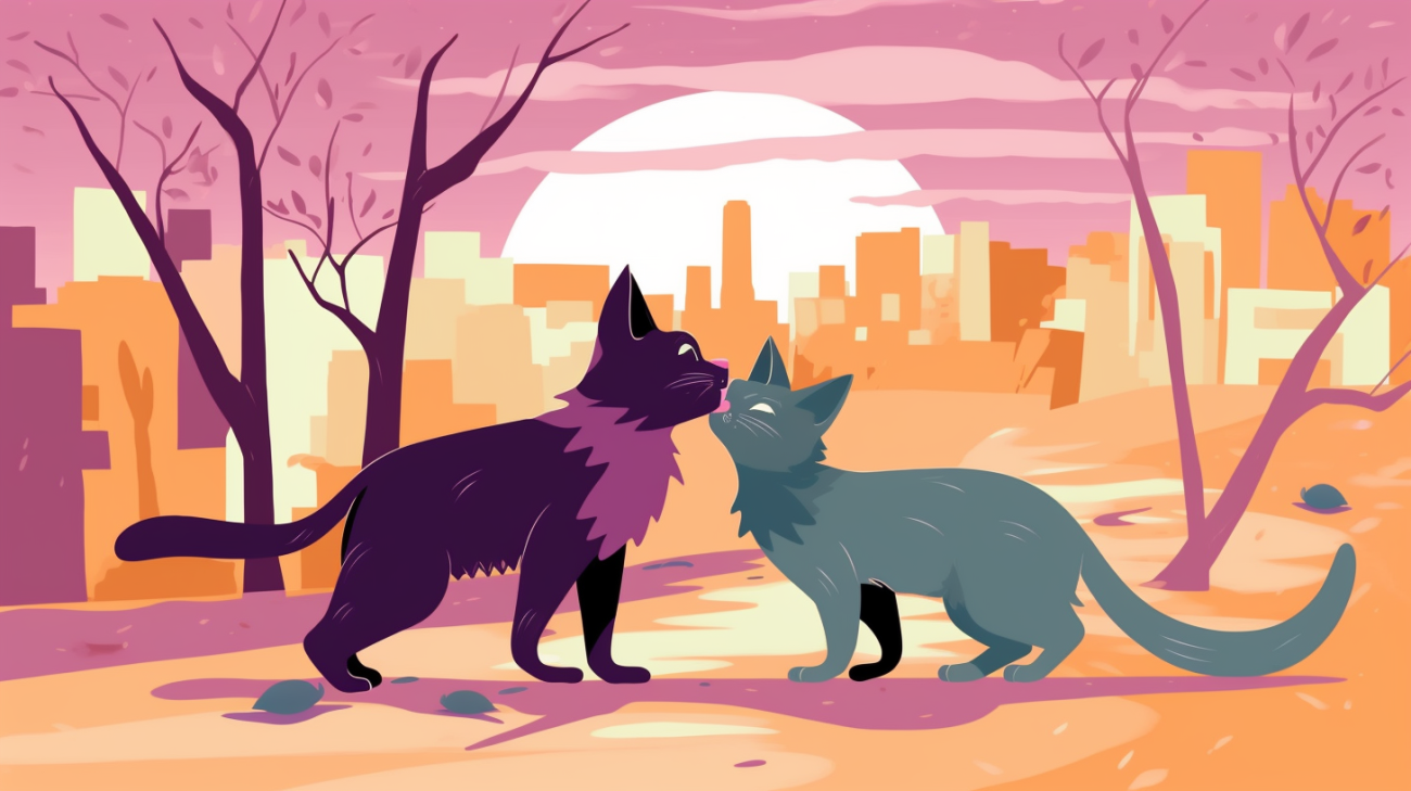 Twee katten betrokken bij een territoriaal dispuut