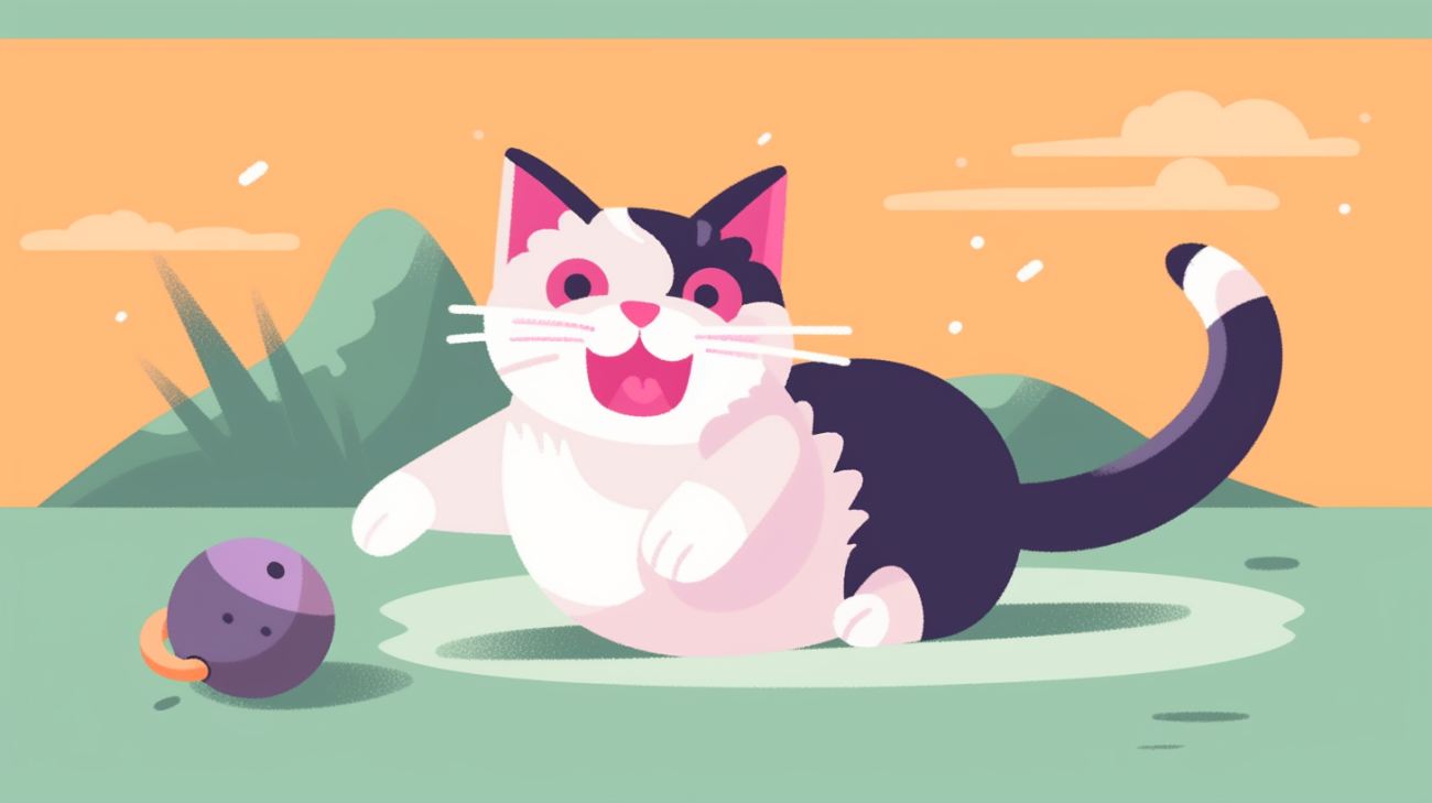 Een nieuwsgierige kat die een speeltje onderzoekt