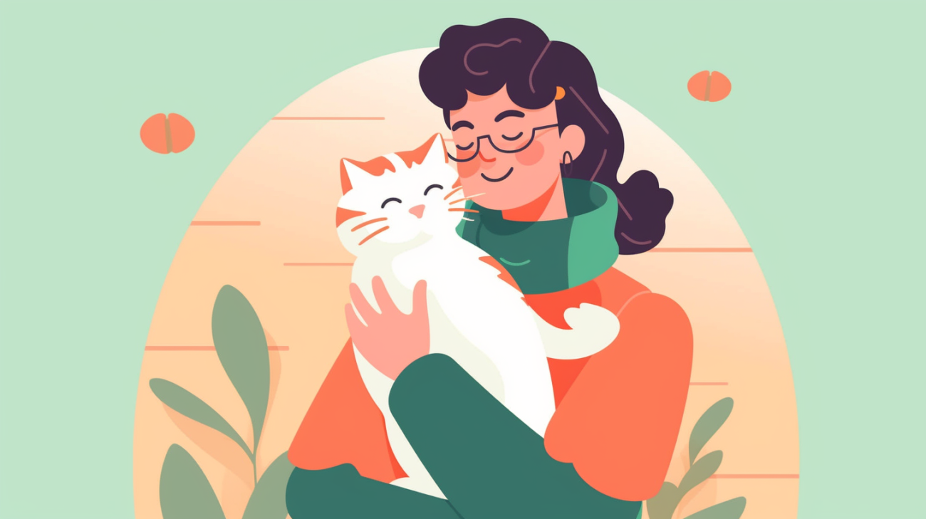 cat owner hugging their lost cat