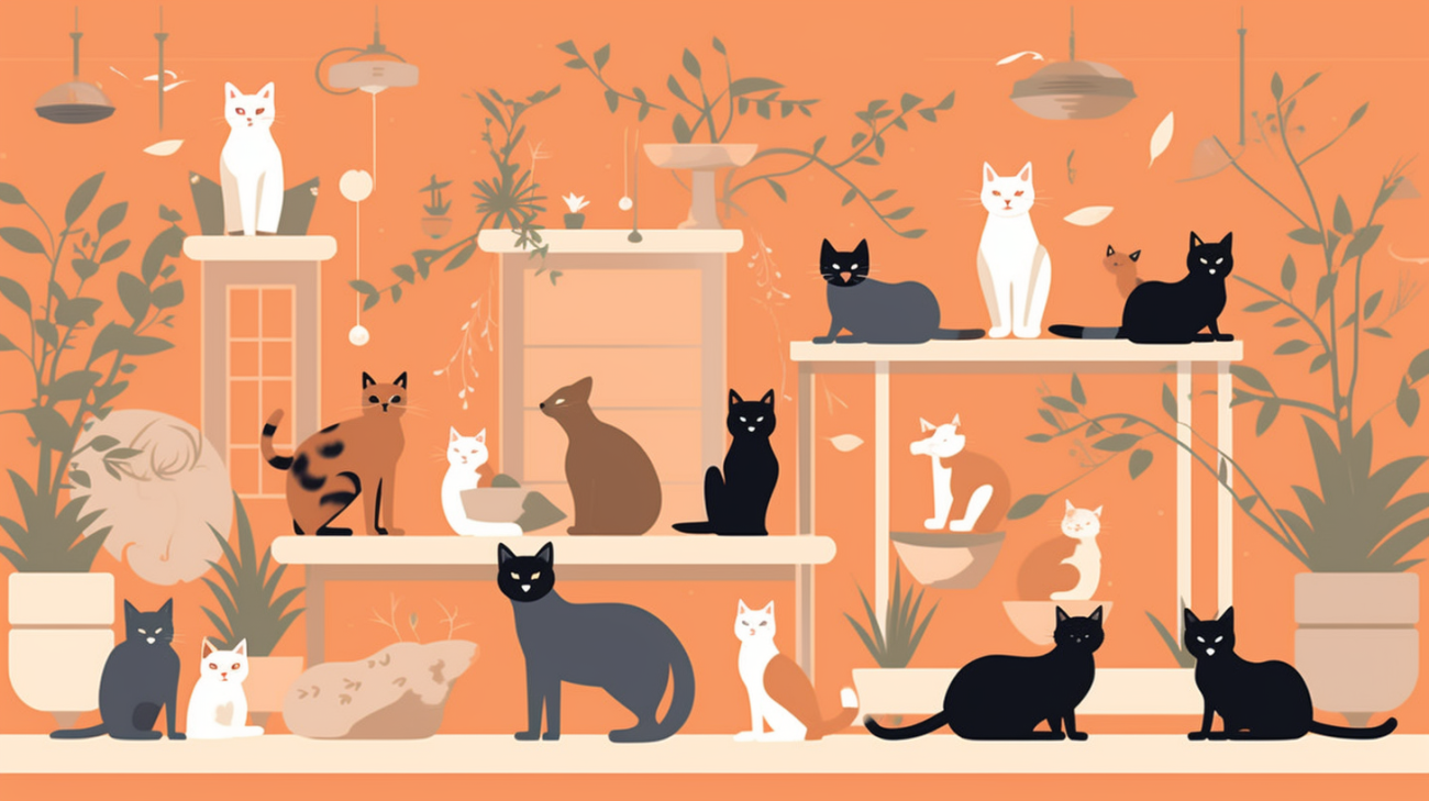 Afbeelding van verschillende kattenrassen met verschillend oriëntatievermogen