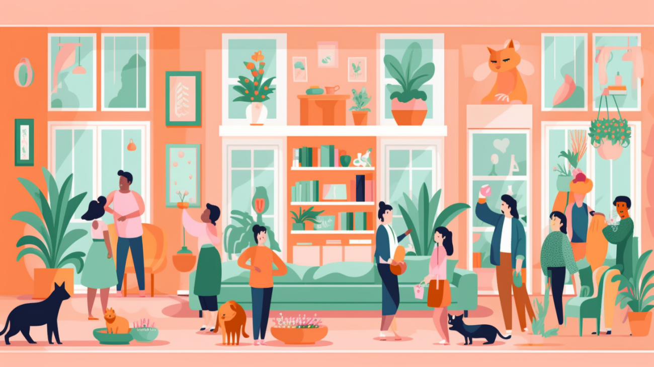 Image of a family working together to find their missing cat in the house