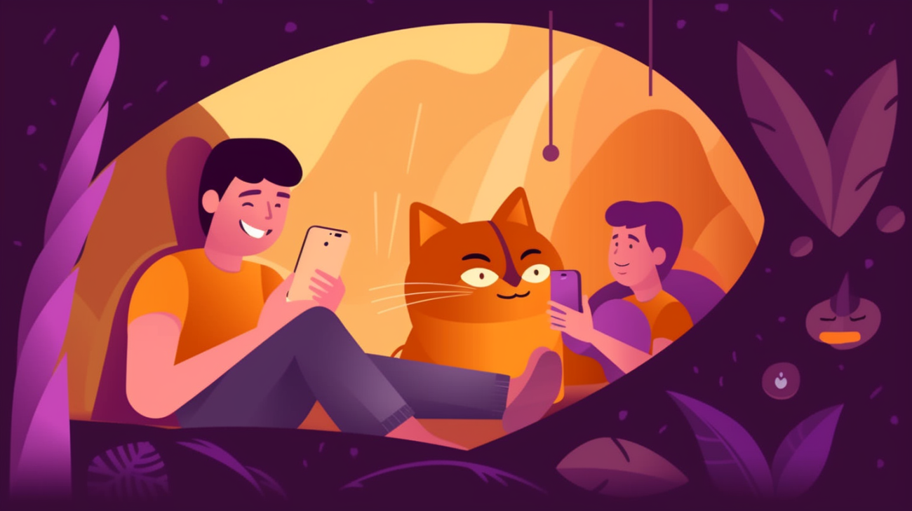 Afbeelding van een persoon die een groepschat bijwerkt over de zoektocht naar hun vermiste kat
