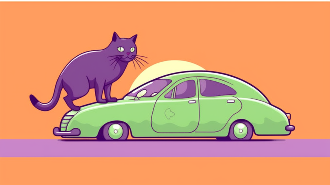 Kat verstopt zich in een auto