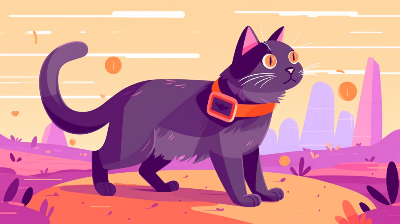Afbeelding van een huisdier tracker bevestigd aan de halsband van een kat