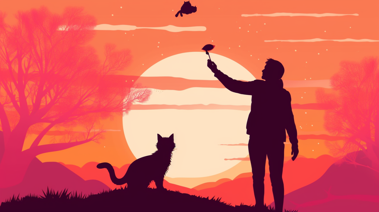 Een favoriet speeltje van een kat gebruiken om het terug te lokken