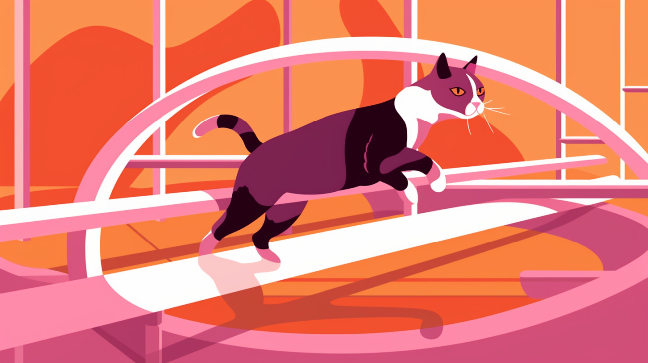Een kat navigeert door verschillende obstakels