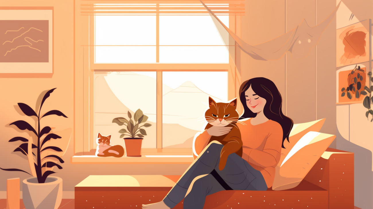 cat owner comforting their injured cat