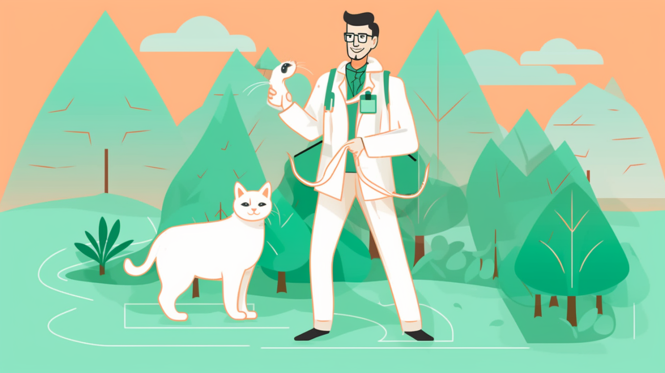 Katzenfreund hält eine Karte und plant die Suche im Wald