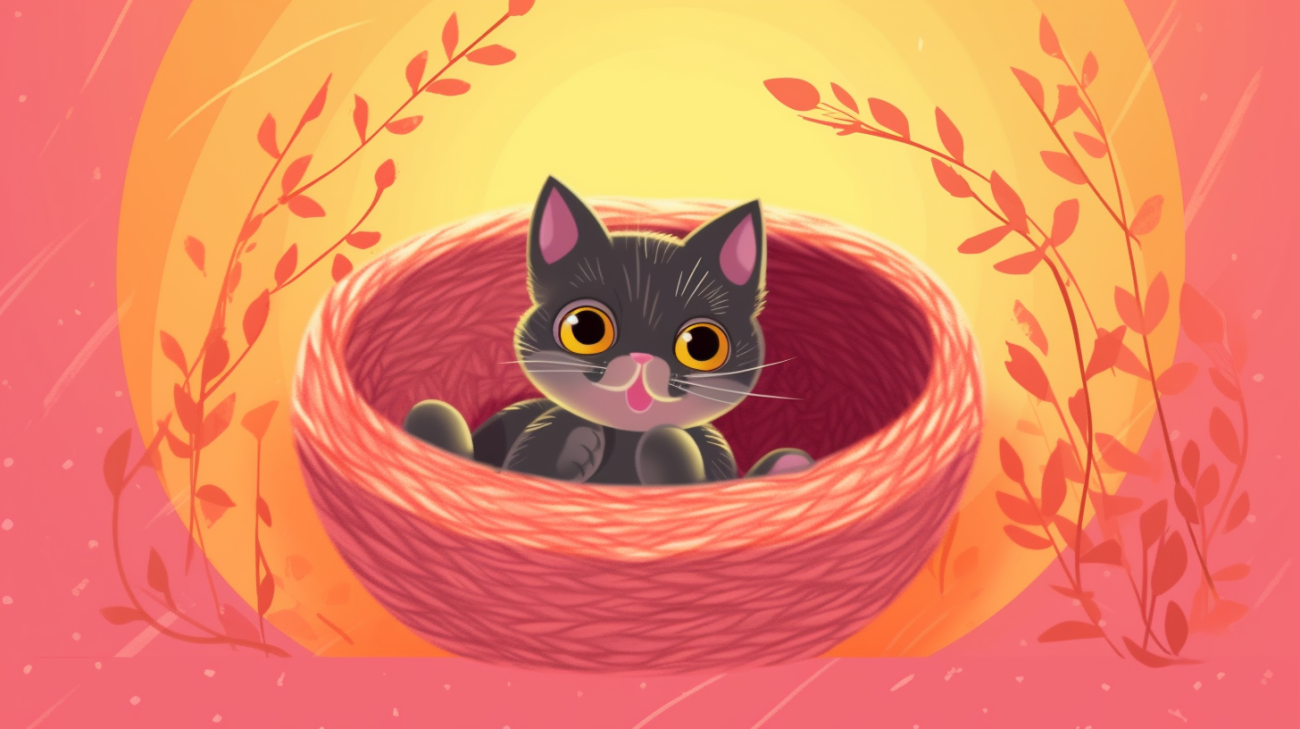 Een kitten die zich op een unieke plek verstopt