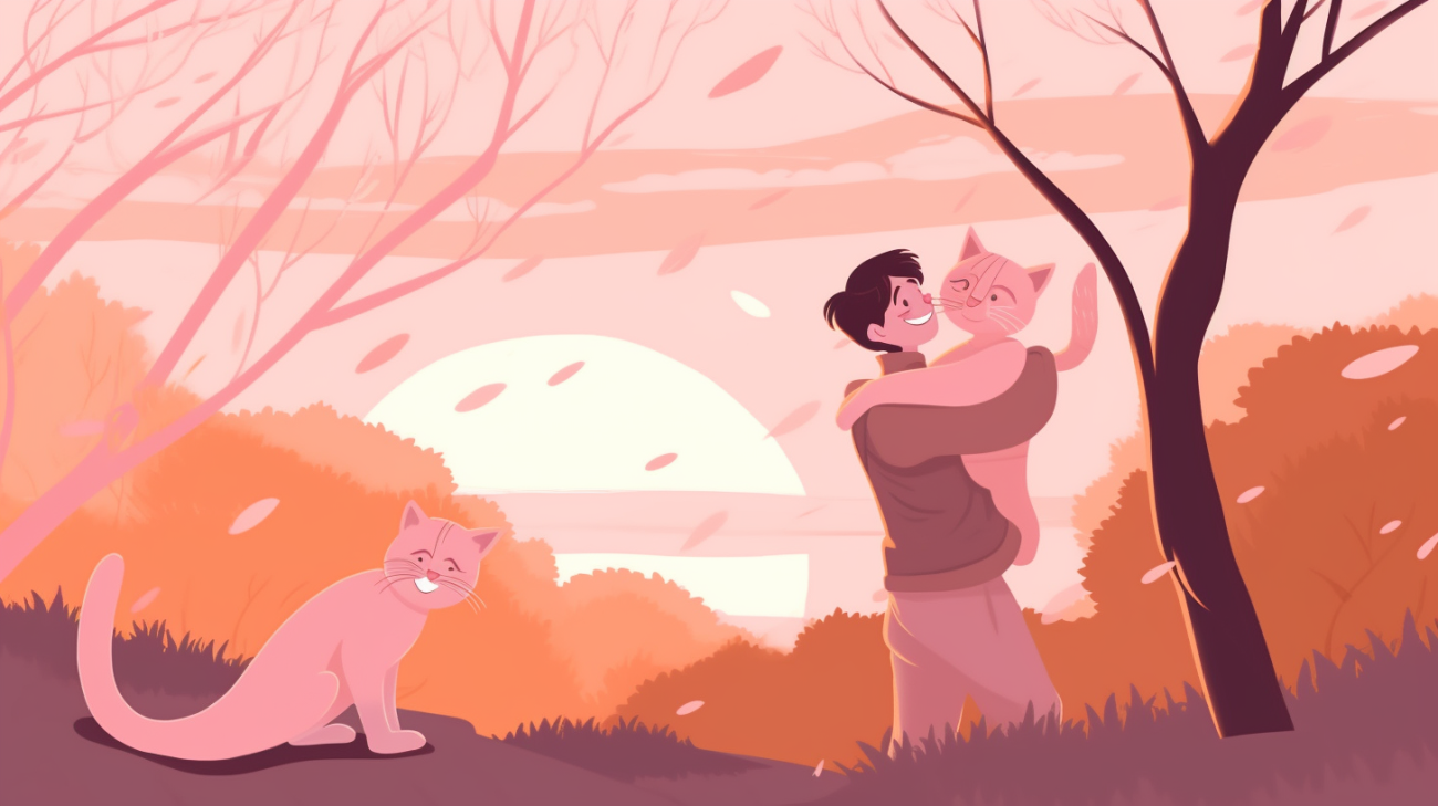 Image of a happy reunion between a cat and its owner with the primary keyword """"reporting a missing cat""""