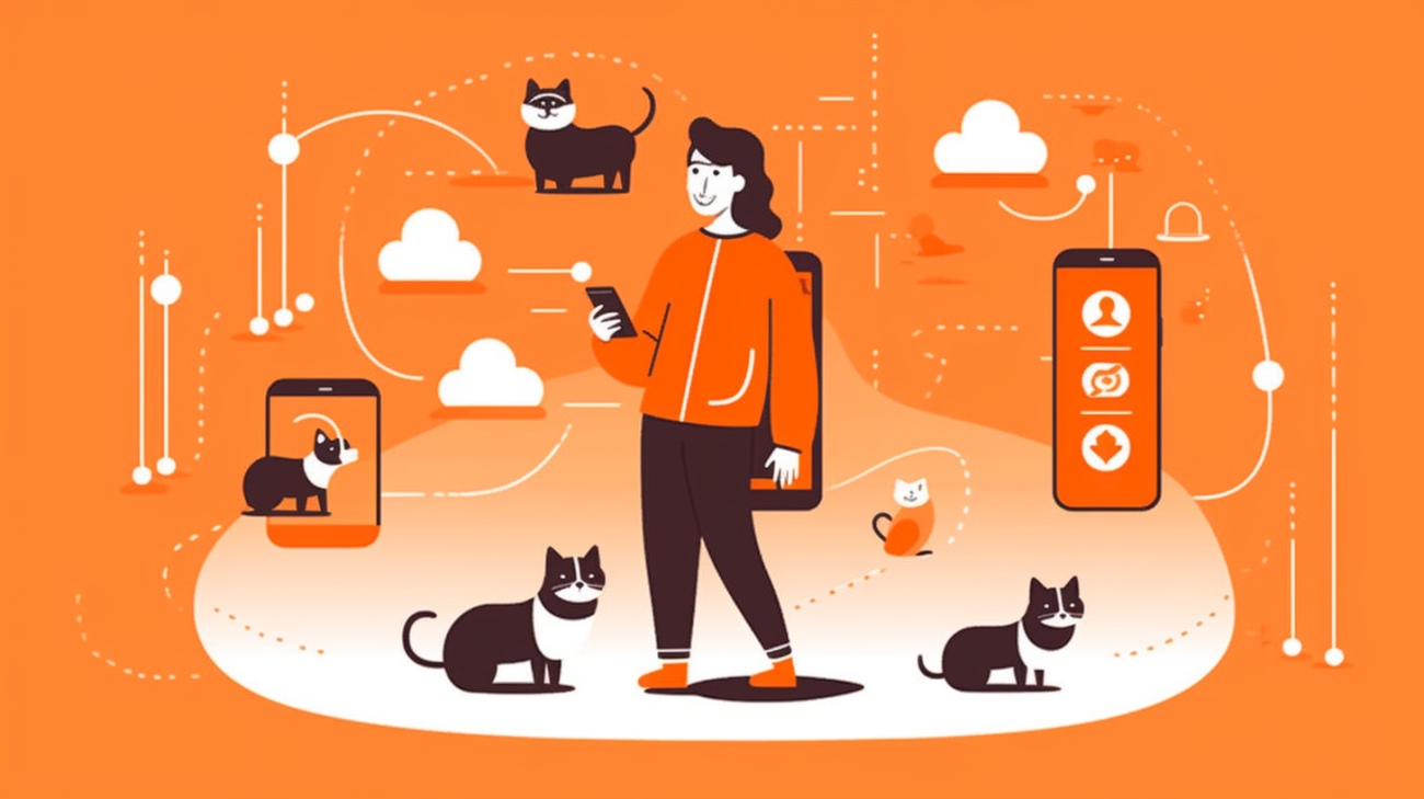 Eine besorgte Person sucht auf ihrem Handy nach Facebook-Gruppen für "Vermisste Katzen in meiner Nähe"
