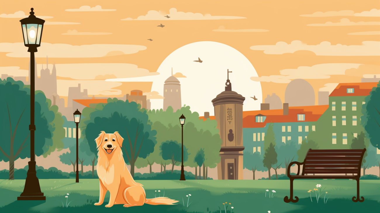 Un chien perdu assis à côté d'un lampadaire pour indiquer que c'est un bon endroit pour mettre une affiche