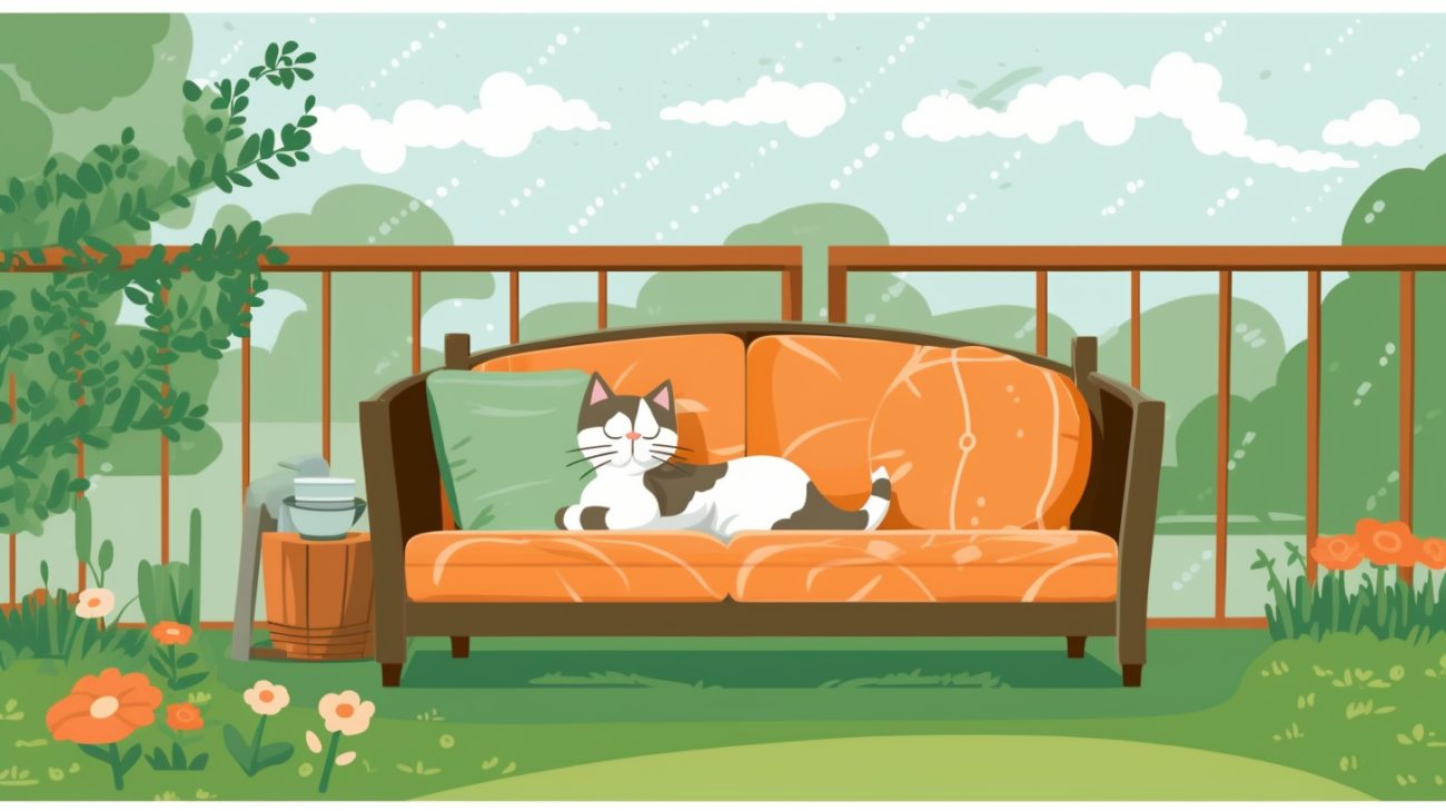Afbeelding van een kat die geniet van een veilige en comfortabele buitenruimte