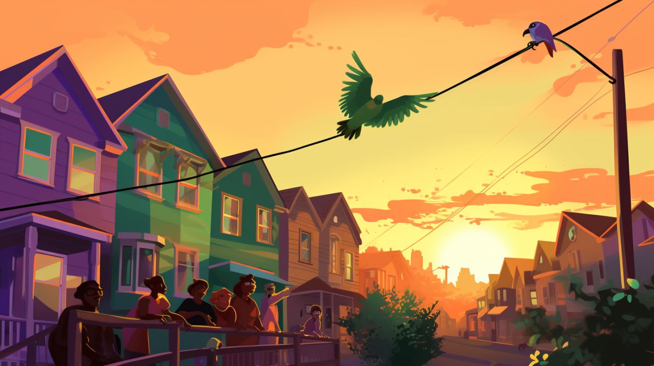 A lost bird flying away