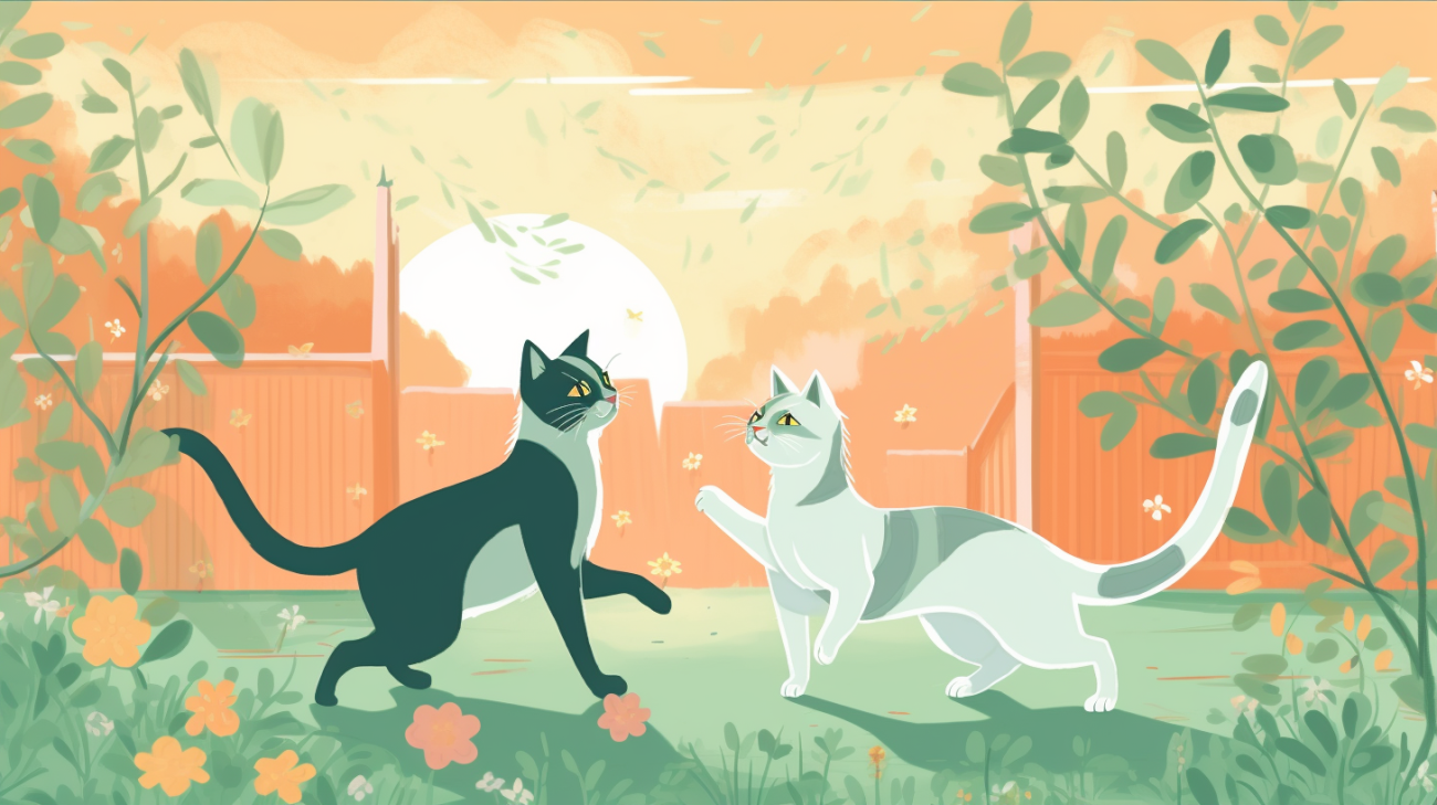Two cats in a territorial dispute