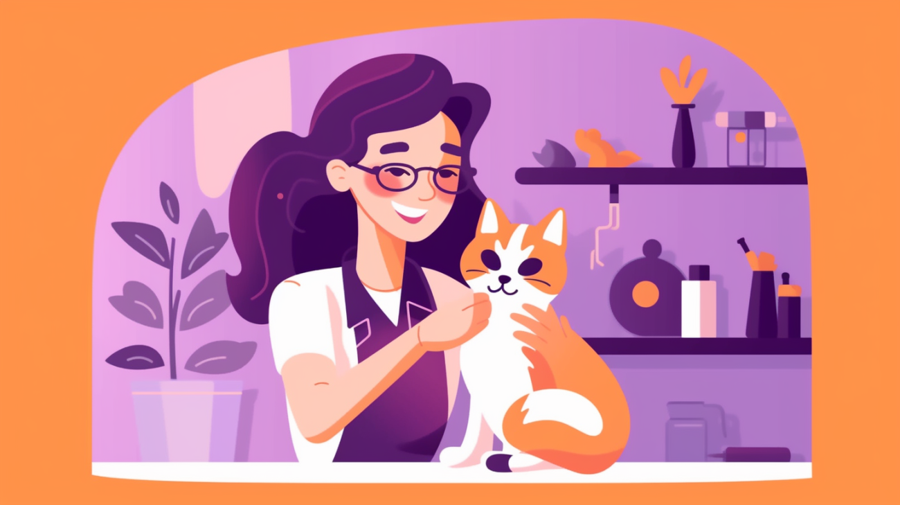 Hundefriseur mit einer gefundenen Katze
