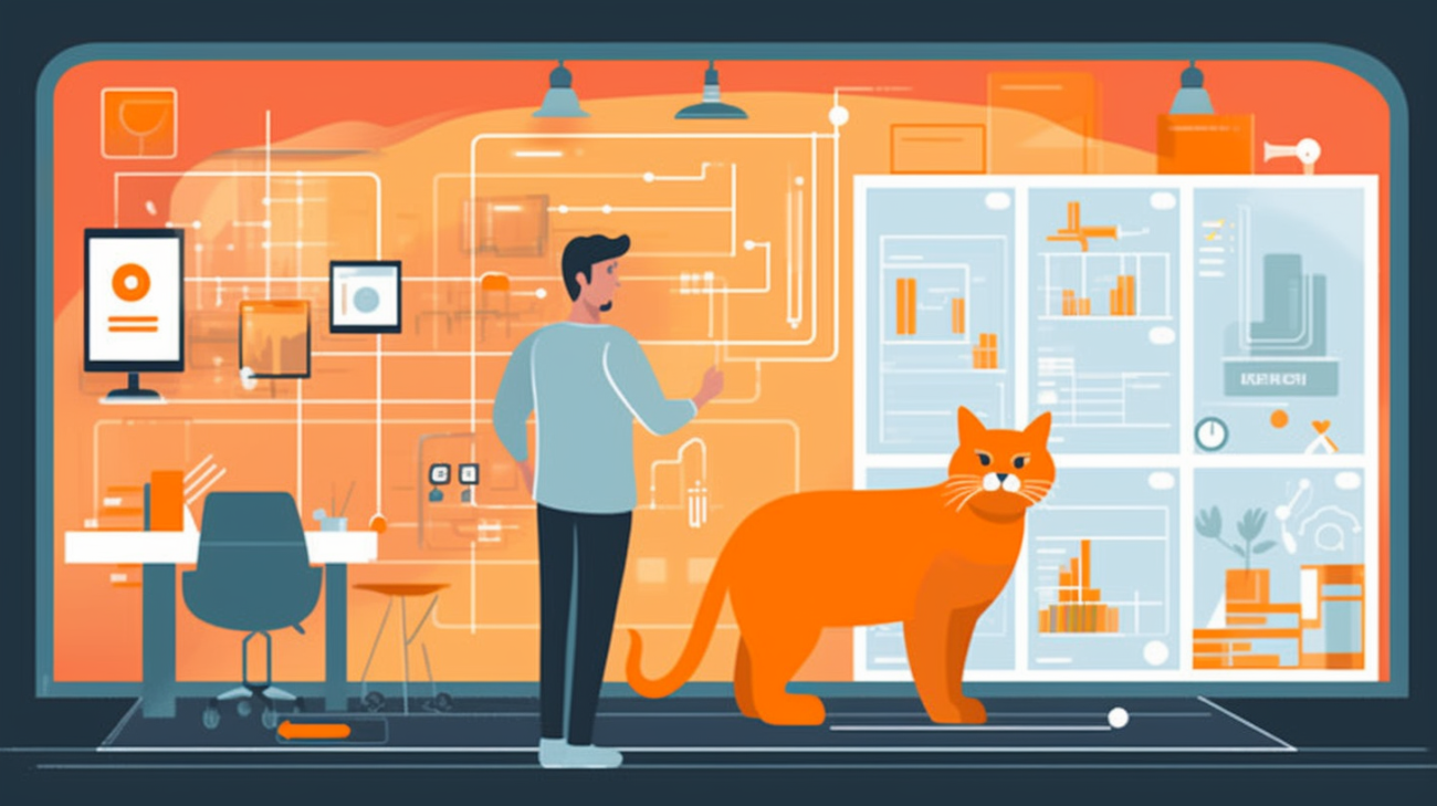 Pet owner reviewing a detailed search plan on a whiteboard