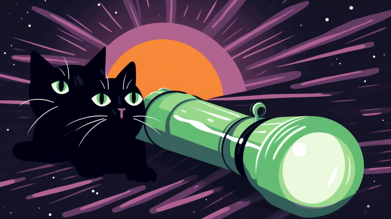 Zaklamp schijnt in het donker tijdens een nachtelijke kattenzoektocht