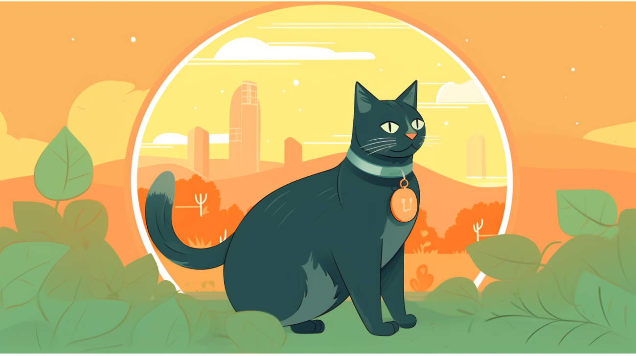 Eine Katze mit einem GPS-Tracker am Halsband, der zeigt, wie Freigang kontrolliert werden kann, um das Risiko des Weglaufens zu verringern