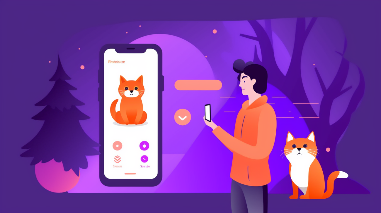 Een persoon die op social media post over hun vermiste kat en een website voor vermiste katten