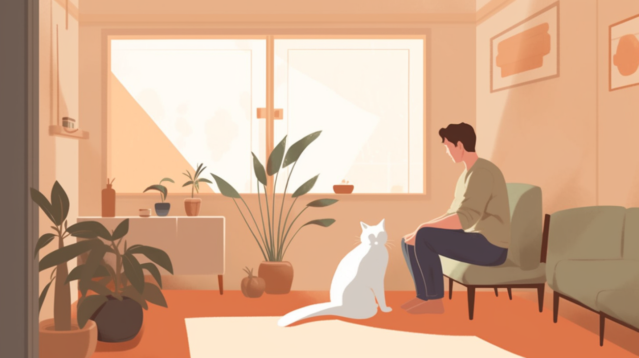 Image of a person comforting a scared cat