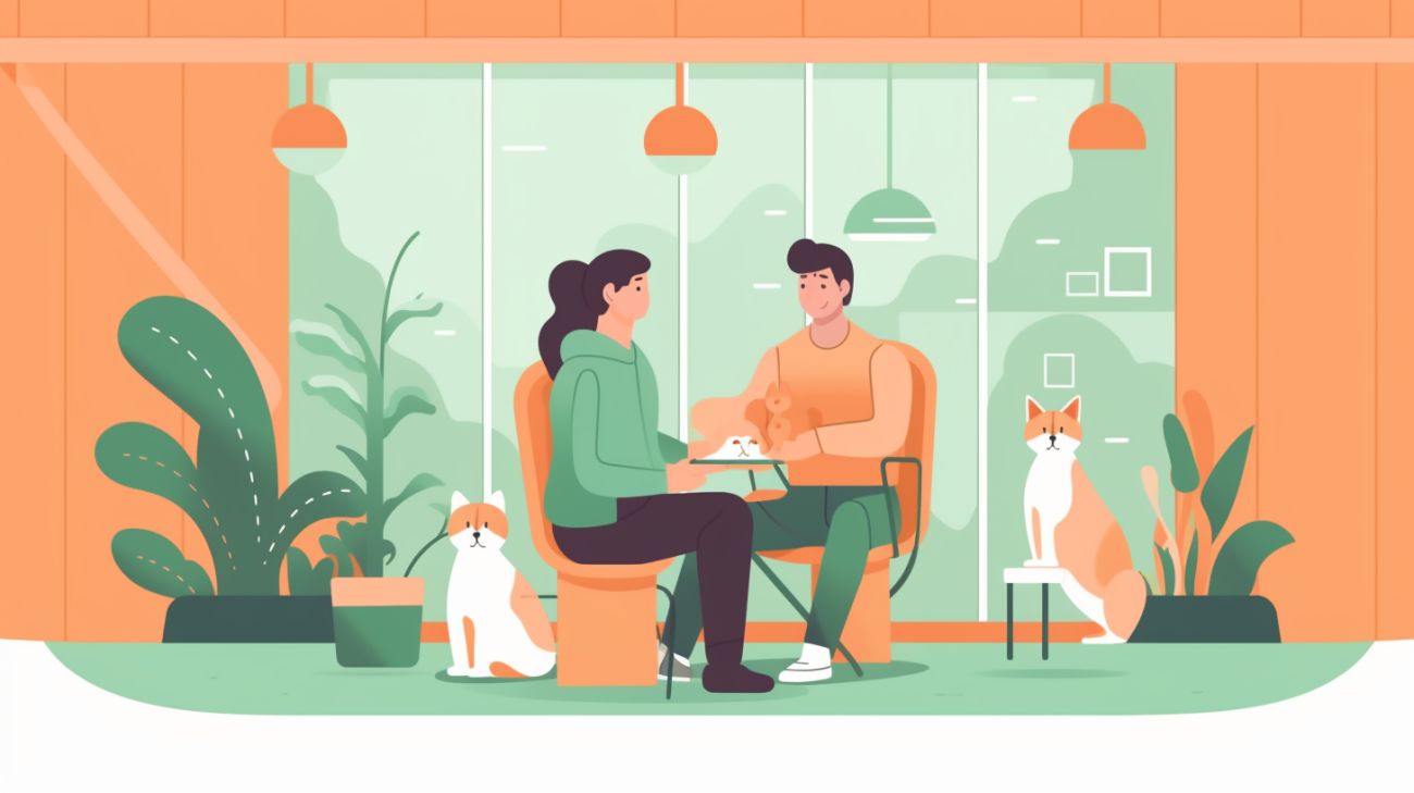 Cat owner speaking with a local animal shelter employee