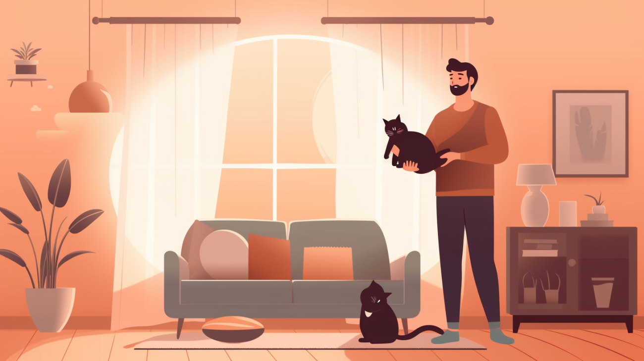 Bild einer Katzenbesitzerin, die einen gut geplanten Plan zur Wiederfindung der verlorenen Katze hält