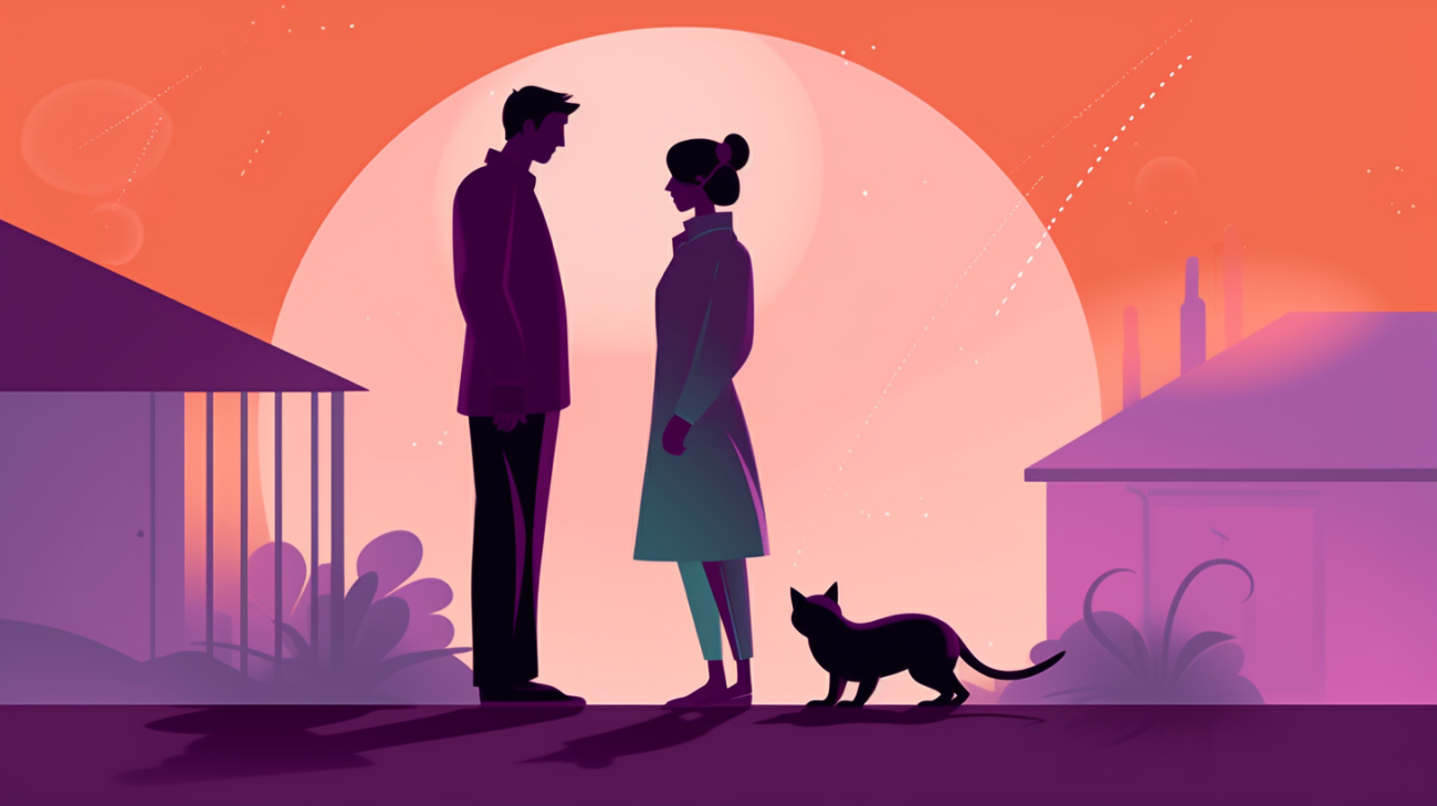 Een katteneigenaar die met een buur praat over hun vermiste kat