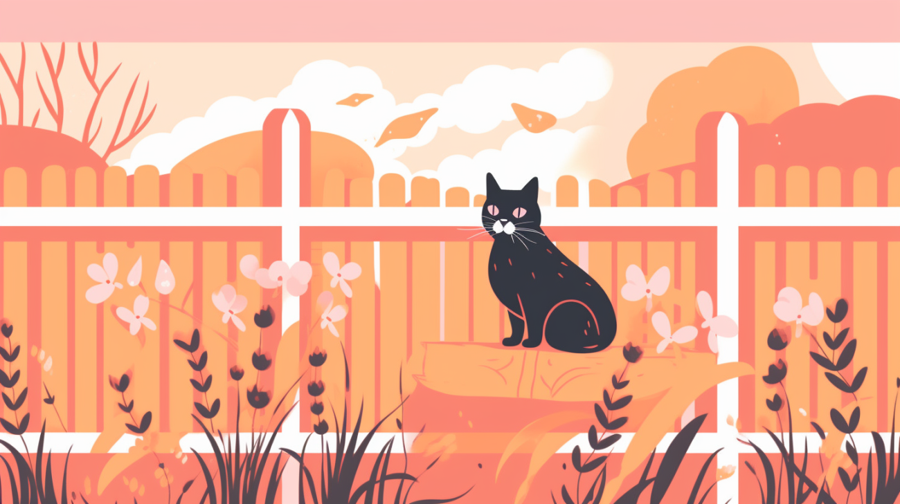 Image of a cat hiding behind a fence