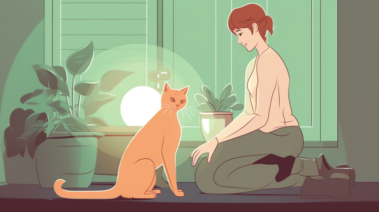 Besitzer überprüft die Gesundheit eines zurückgekehrten unkastrierten Katers