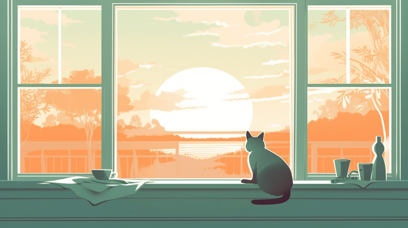 Hauskatze schaut durch ein Fenster