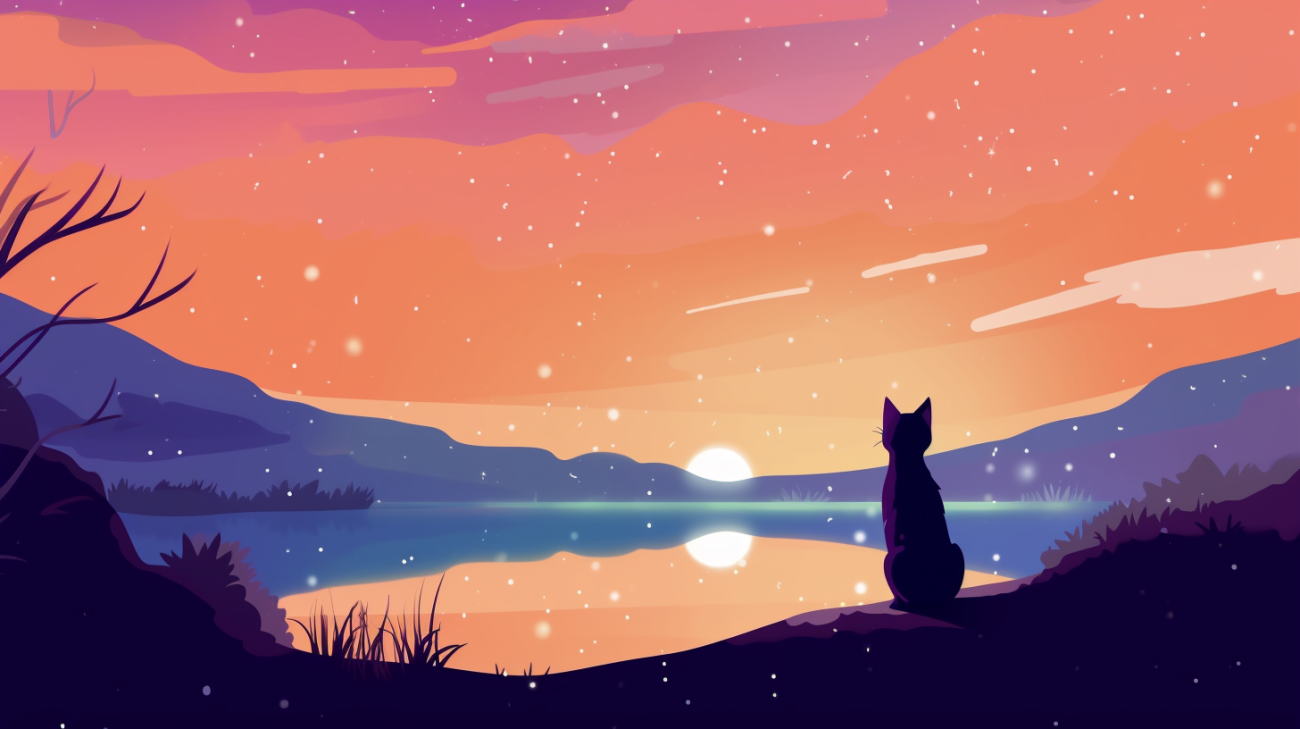 Een kat kijkt omhoog naar de nachtelijke hemel