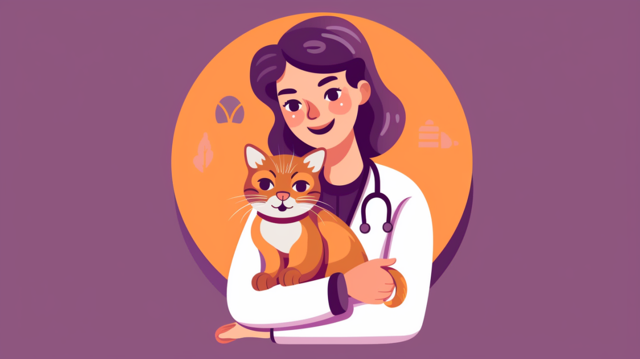 Afbeelding van een dierenarts die een poster van een vermiste kat vasthoudt
