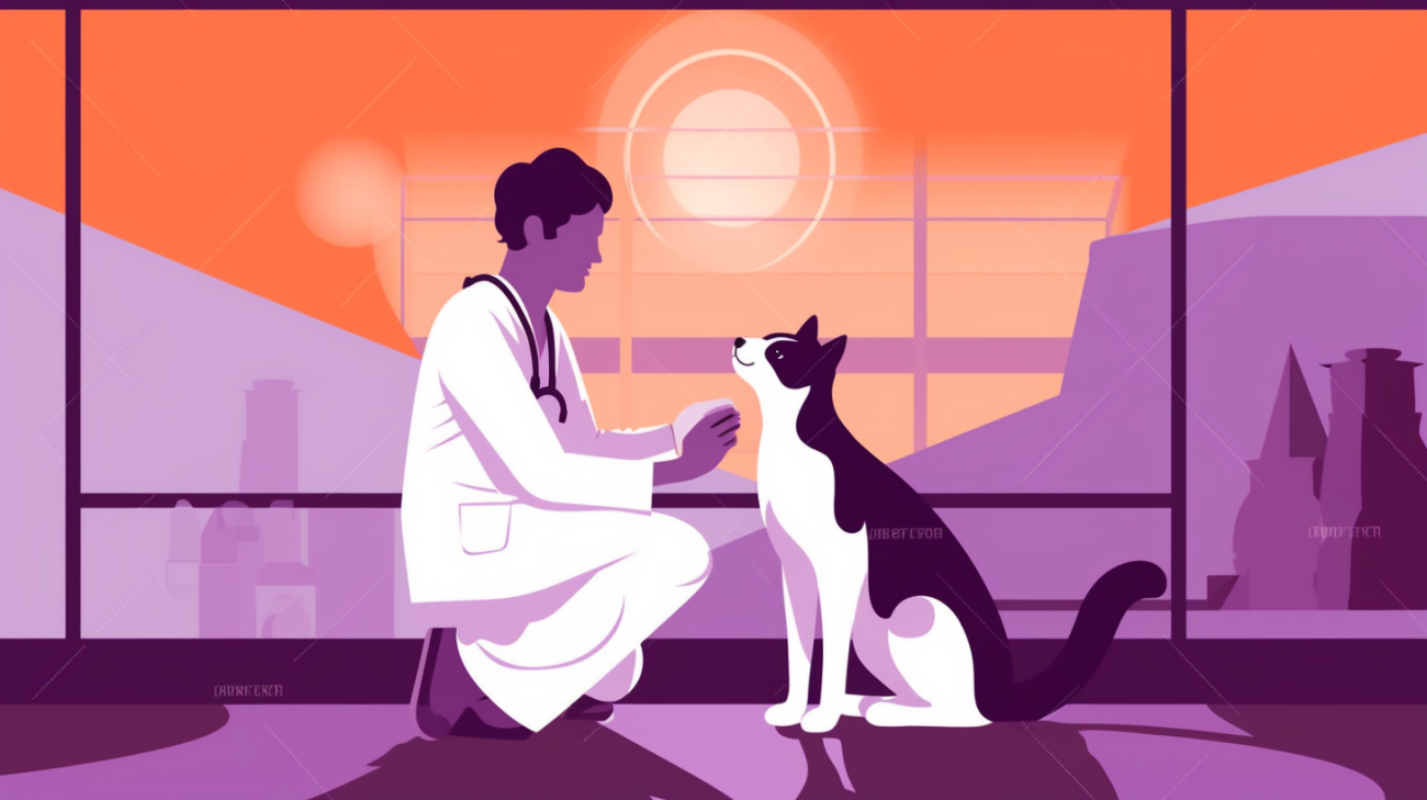 Tierarzt untersucht eine verängstigte Katze