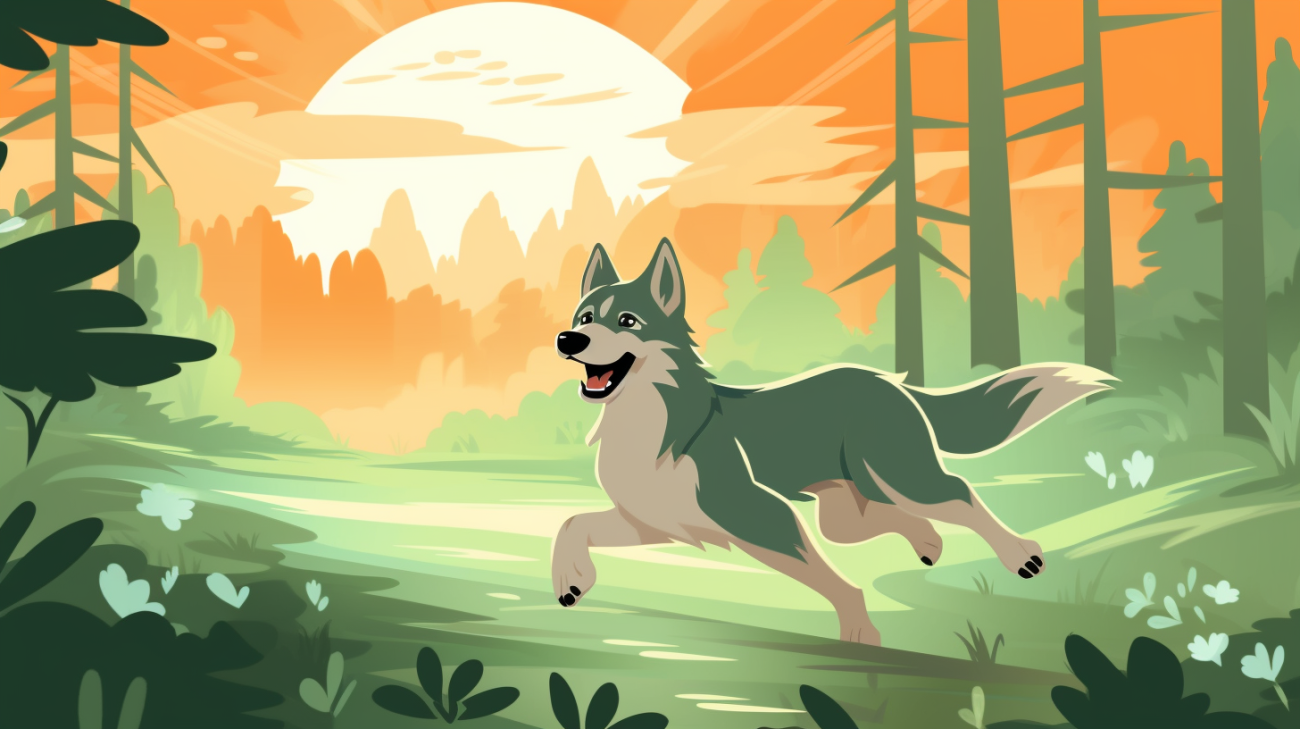 Ein verspielter Husky im Wald
