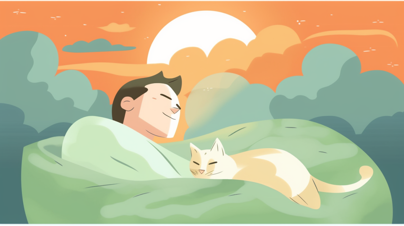 Image of a person recalling memories of their lost cat through a dream