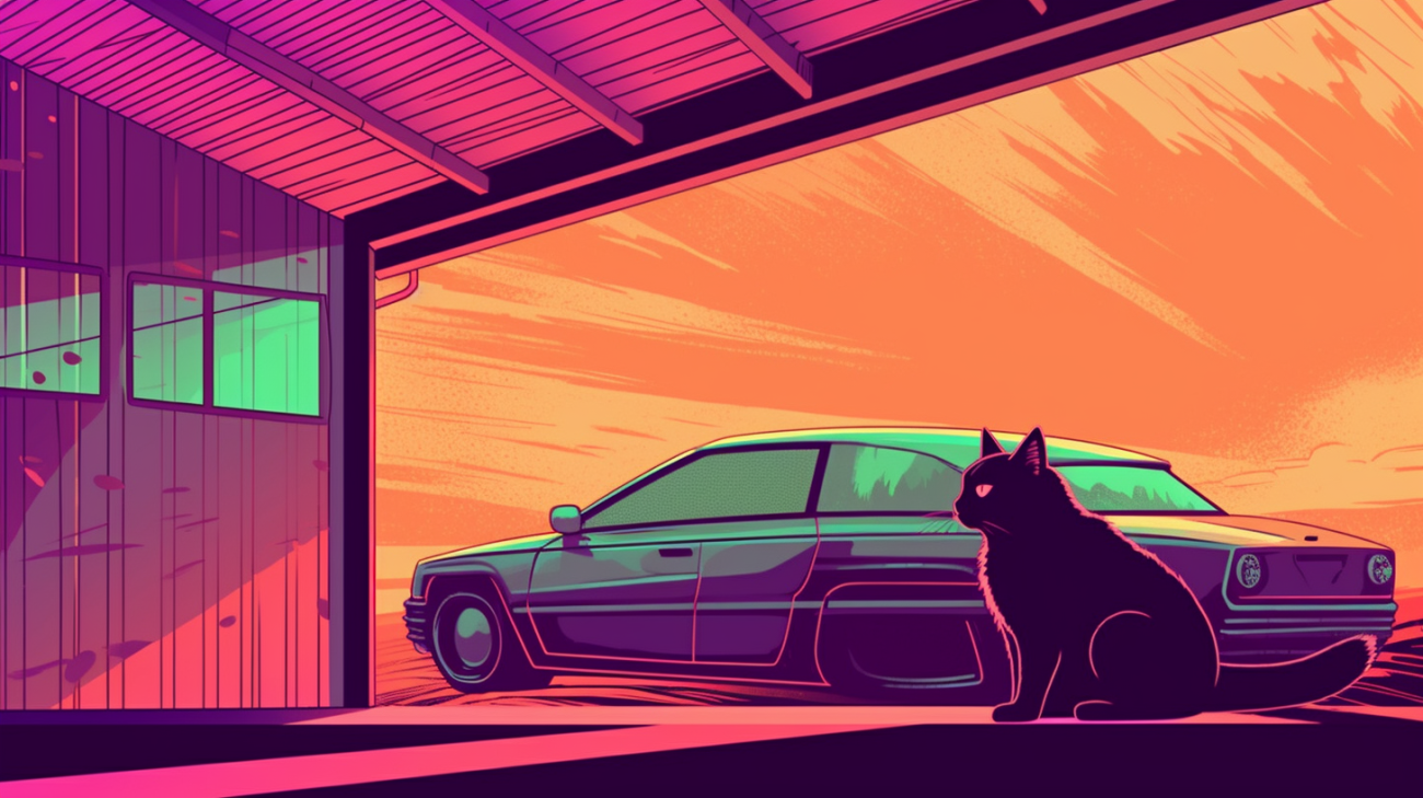 Kat verstopt onder een auto