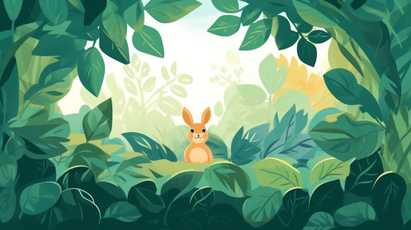 An escaped bunny in a garden