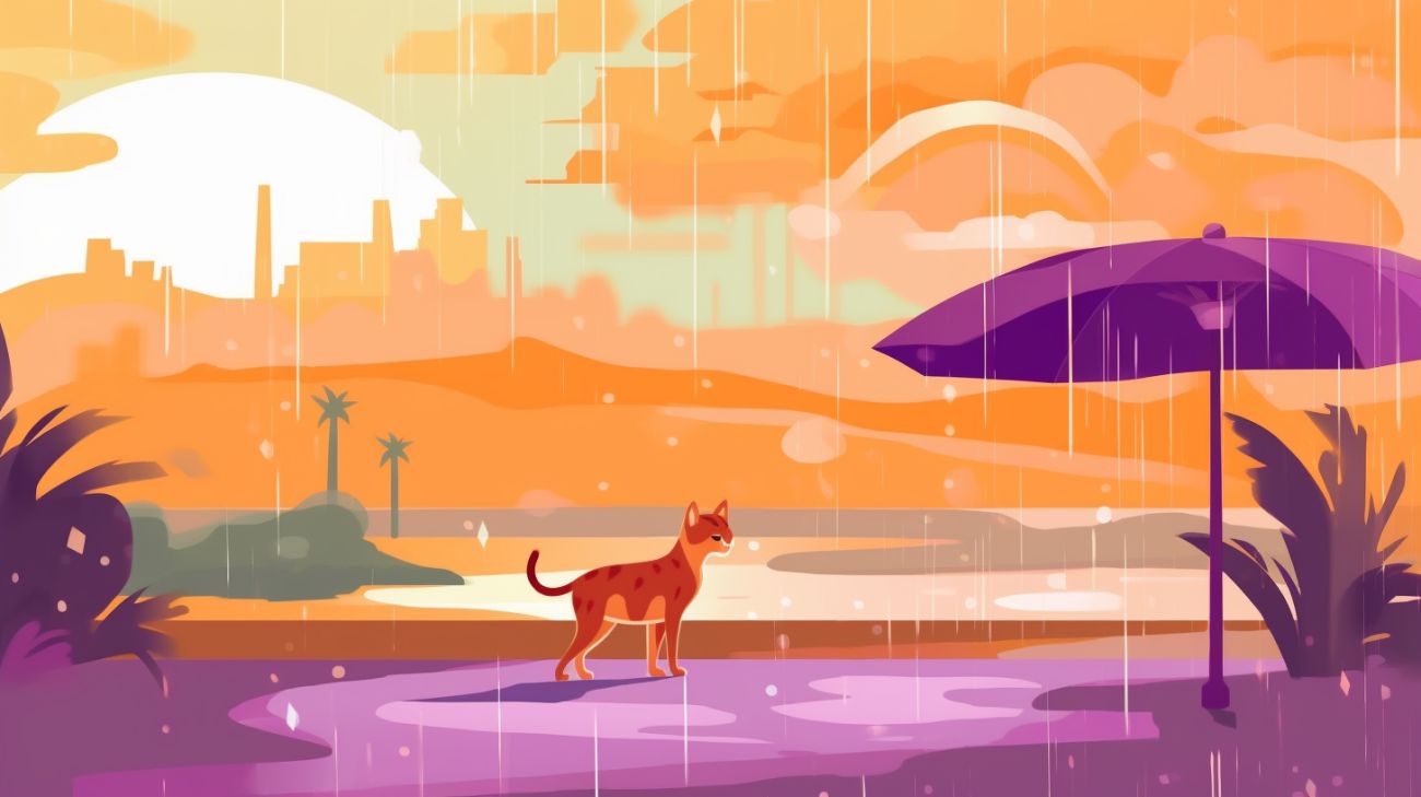 Een kat navigeert door verschillende weersomstandigheden