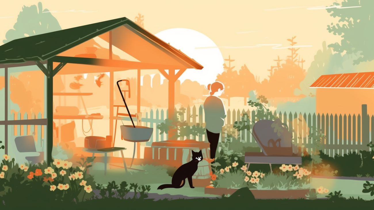 Een katteneigenaar die een vertrouwde omgeving creëert om hun kat naar huis te lokken