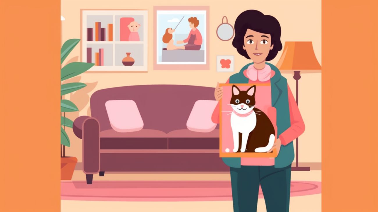 A concerned pet owner holding a lost cat flyer