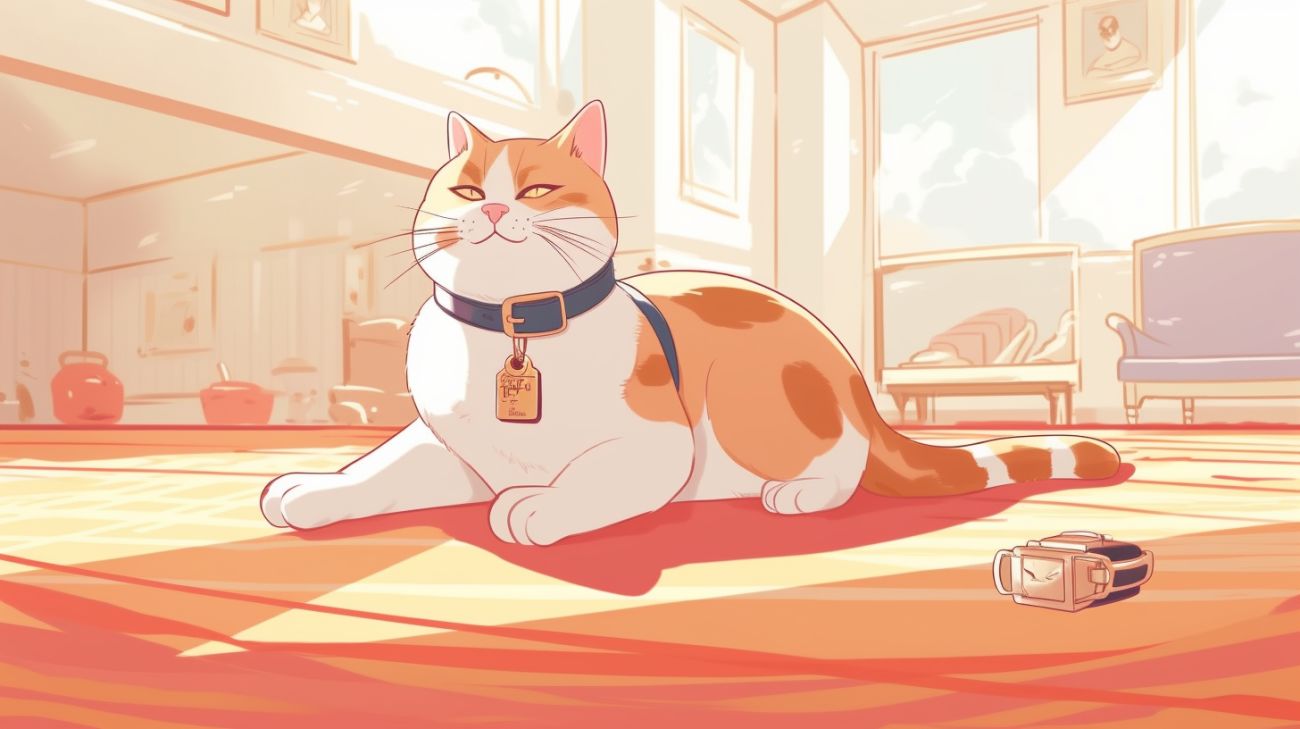 Kat met een halsband en identificatietag