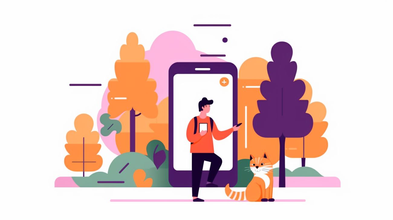 Image of a person searching for a lost cat using a smartphone