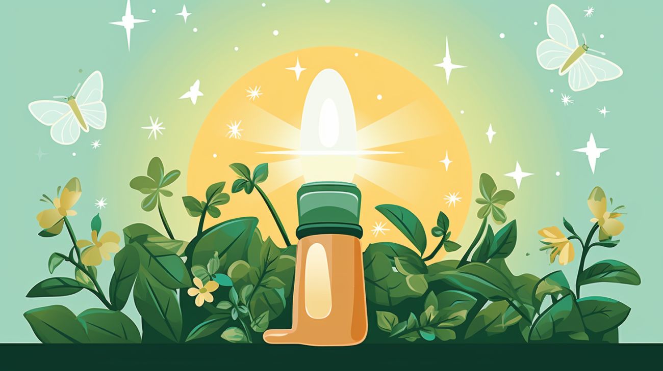 Een zaklamp schijnt in een donkere tuin