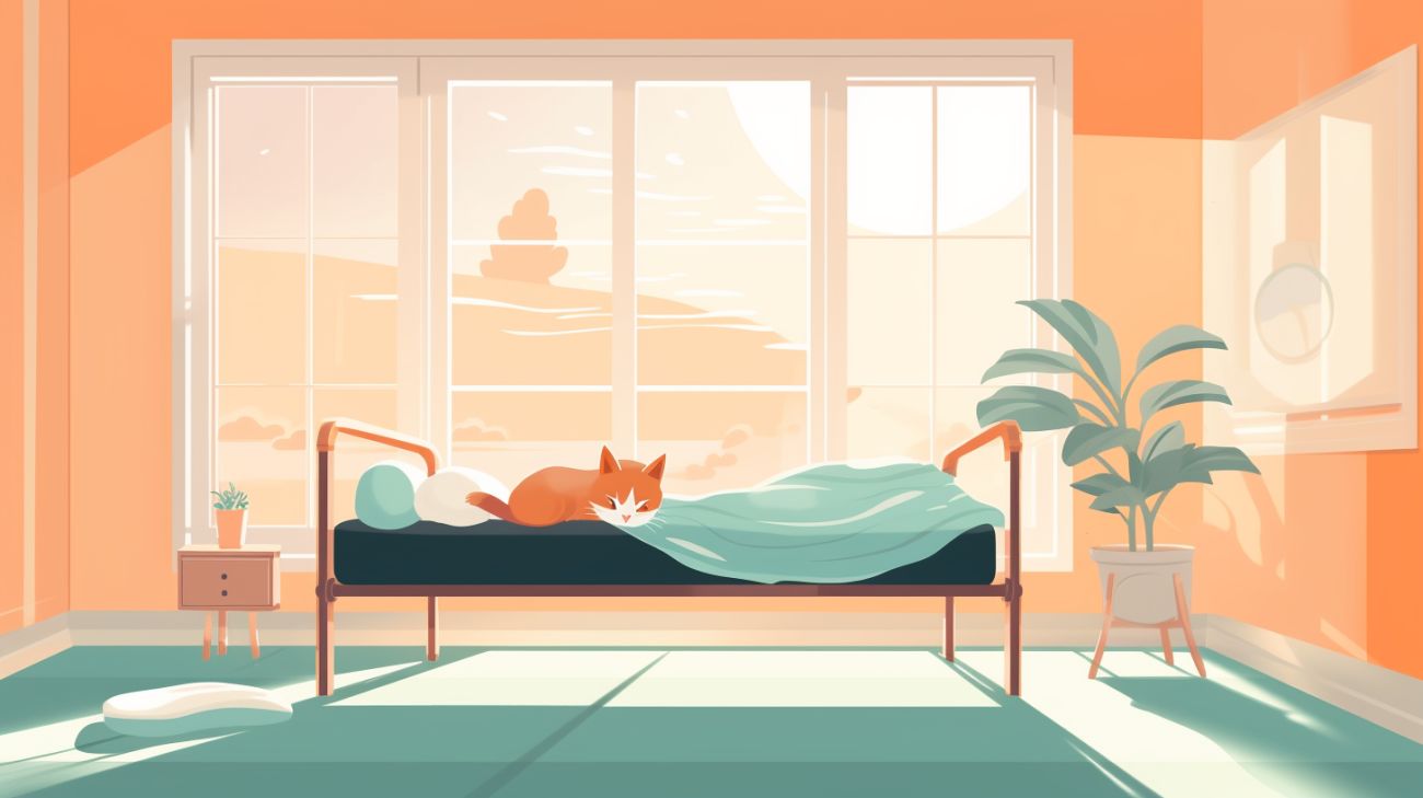 Een angstige kat die onder een bed verstopt zit