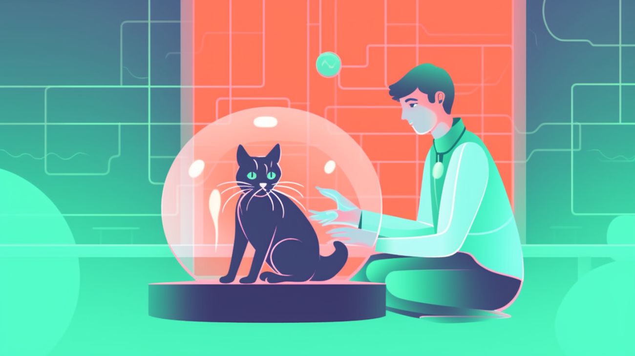 Afbeelding van een kitten met een microchip dat wordt gescand