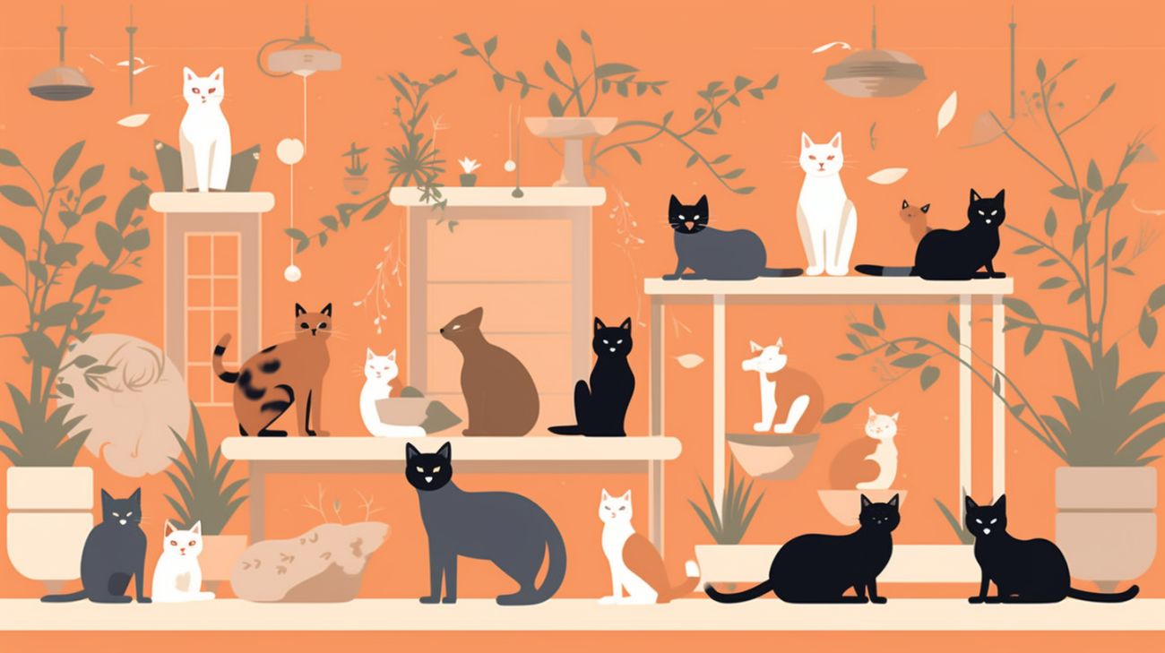 Afbeelding van verschillende kattenrassen met verschillend oriëntatievermogen