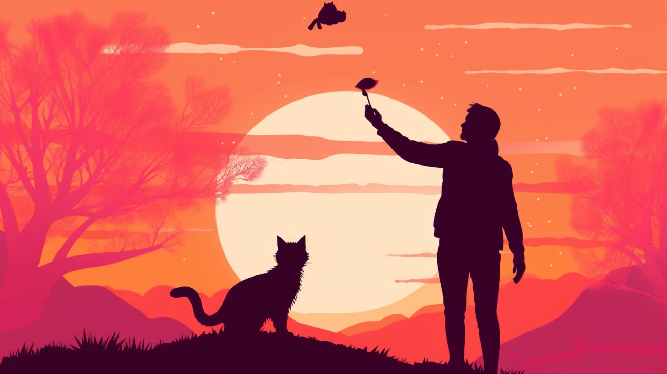 Een favoriet speeltje van een kat gebruiken om het terug te lokken
